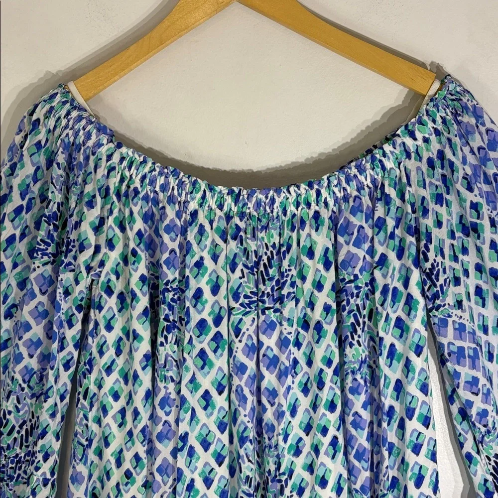 Lilly Pulitzer Nevie Off The Shoulder blue pineapple Dress size medium - Picture 5 of 13